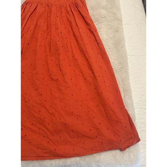 Madewell Eyelet Summertime Cami‎ Midi Dress Size M Orange - Picture 3 of 14
